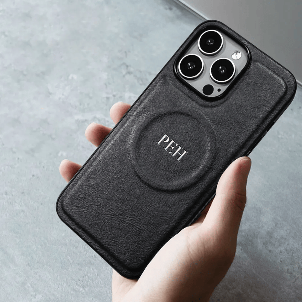 Personalisierte Luxus-Lederhülle für iPhone 11–16 | Gravur & MagSafe-kompatibel